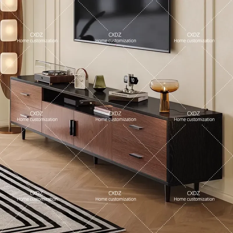 Medieval Retro Solid Wood TV Cabinet Floor Storage Locker for Living Room Modern Simple Low Audio Visual Cabinet Home