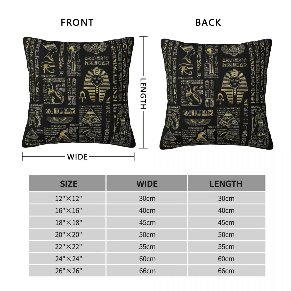 Egyptian Hieroglyphs Deities Pillowcase Polyester Linen Velvet Printed Zip Decor Pillow Case Home Cushion Cover