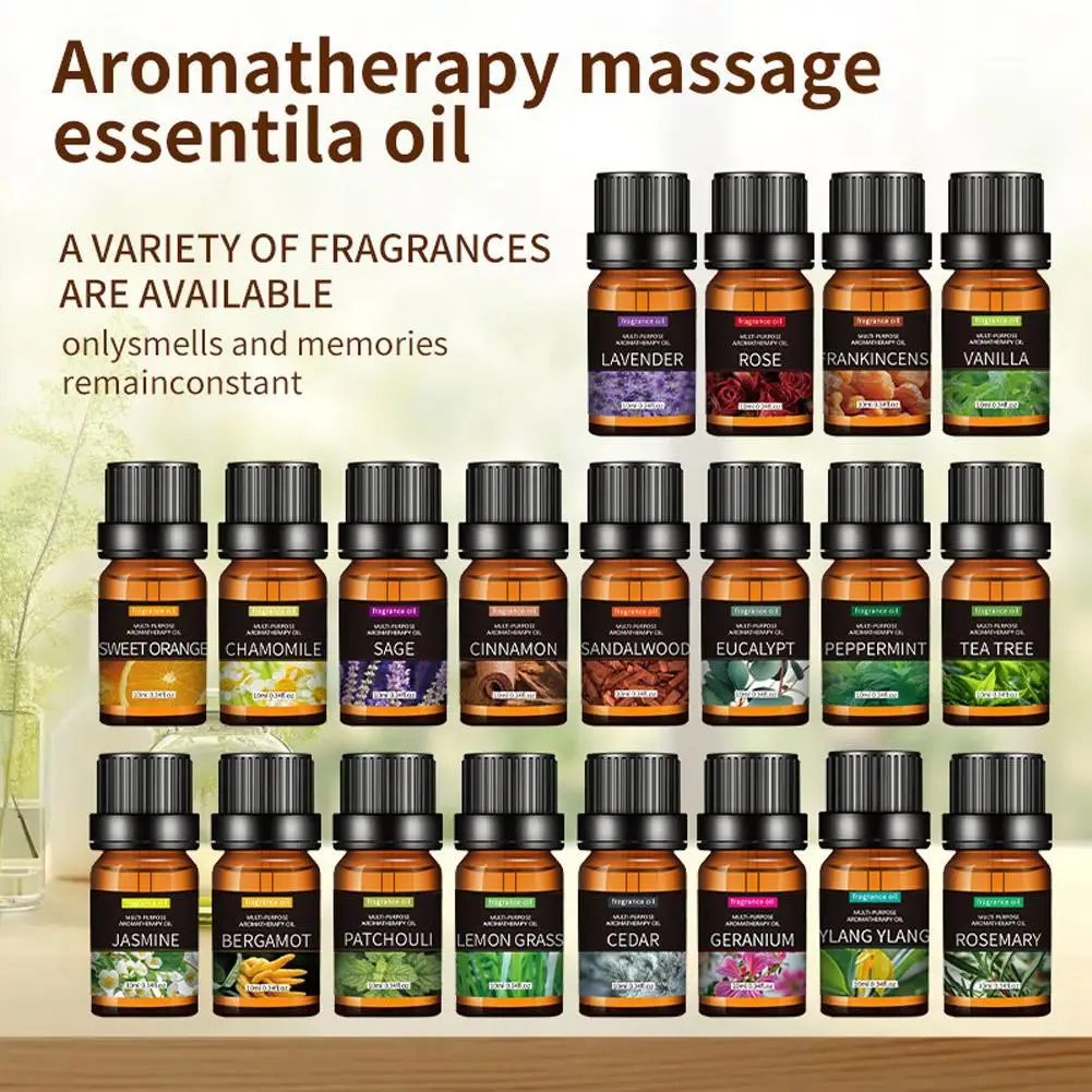 10mL Aromatherapy Essential Oil Jasmine Eucalyptus Vanilla Sandalwood Bergamot Rosemary Citronella Fragrance Oil Extra Strength