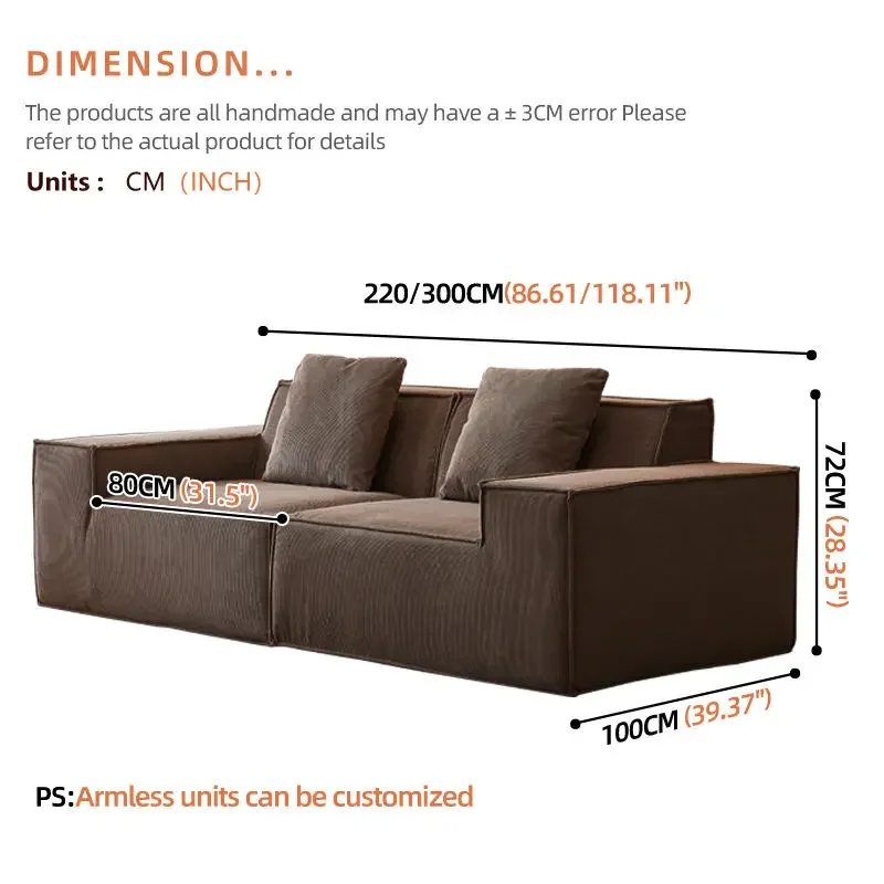 #Convertible Vacuum Compressed Sofa Sponge Filled Foam Firm Support Straight Arm Cushion Back Apartment Box Packed