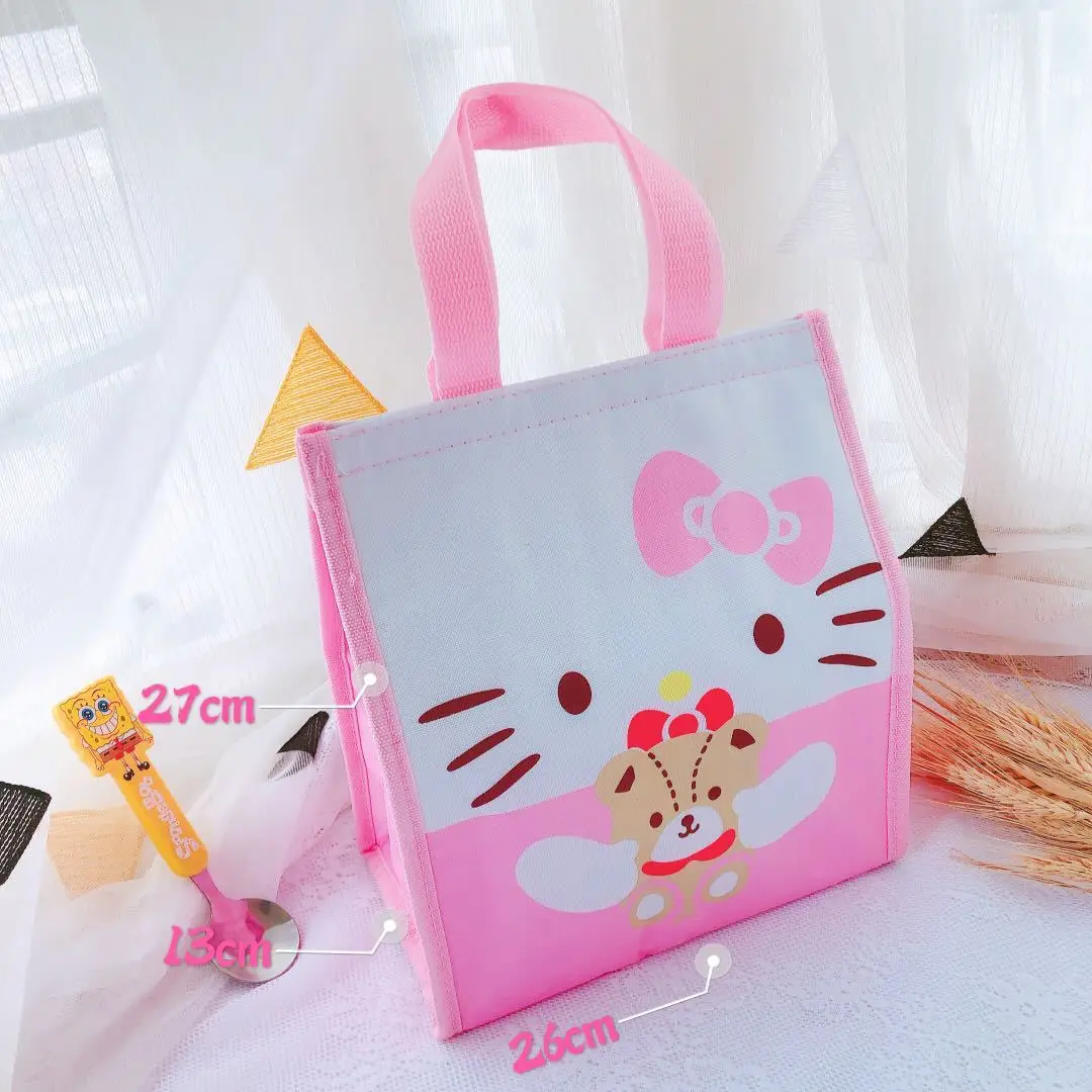 New Hello Kitty Lunch Bag Waterproof Cartoon Sanrio Kuromi Insulated Bag Students Lunch Bag Outdoor Picnic Ice Pack