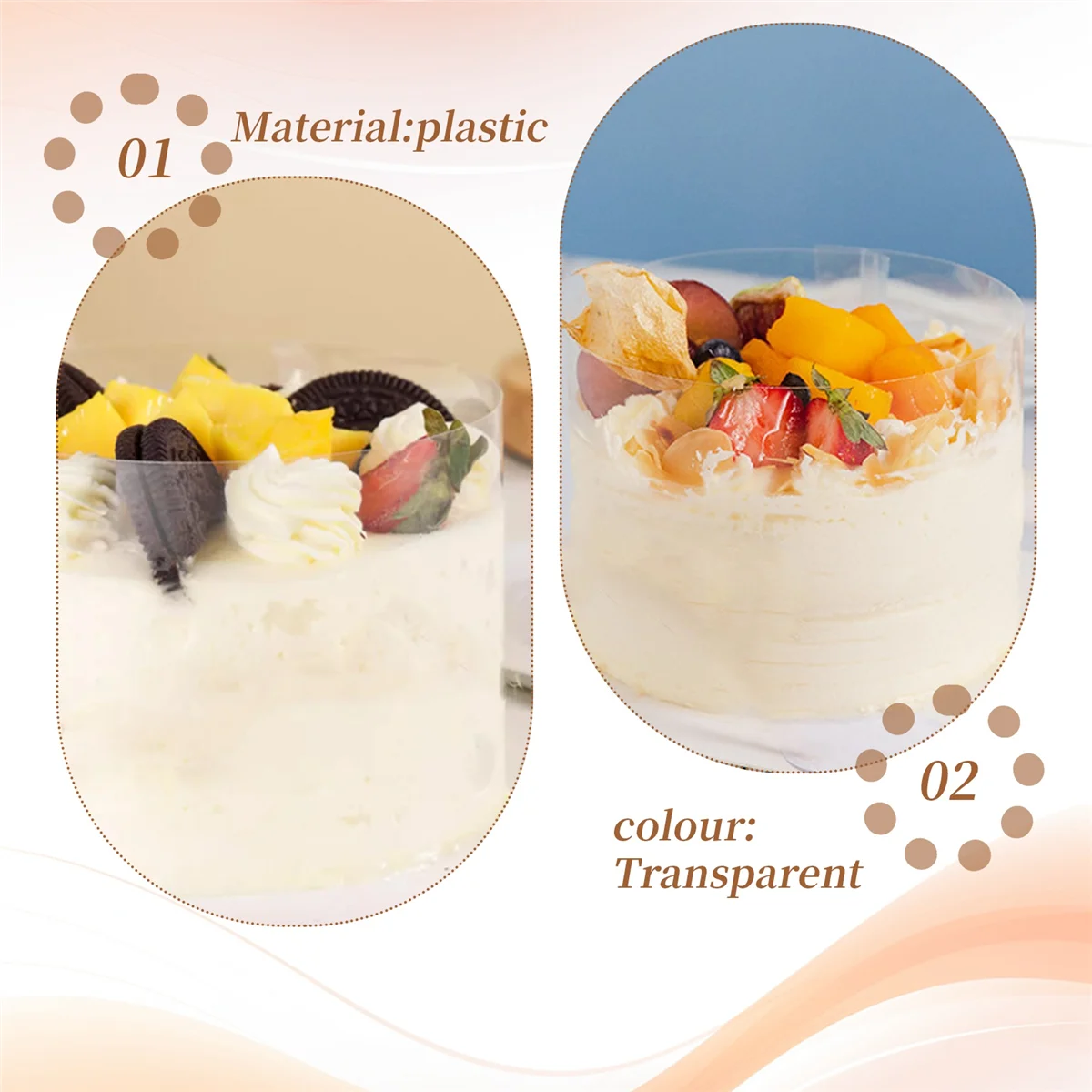 cake transparent border2Pcs 8/10cm Cake Mold Film Transparent Cake Rolls Mousse Cake Acetate