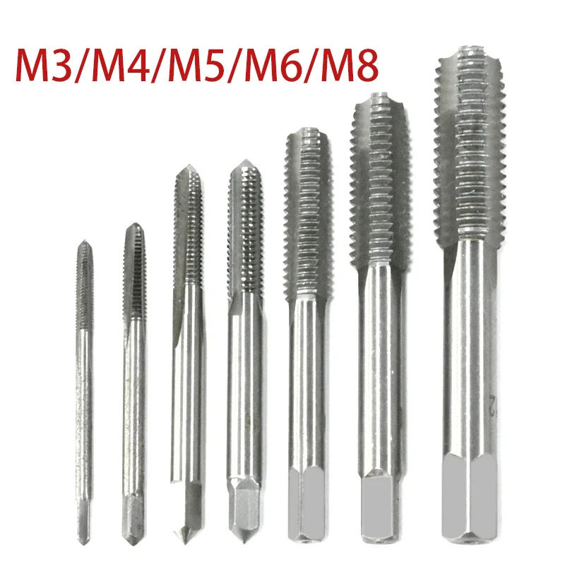 

5pcs Hss Machine Screw Thread Metric Plug Tap Screw Taps 3mm 4mm 5mm 6mm 8mm M3-M8 Set Kit Screw Thread Tap Drill M3 M4 M5 M6 M8