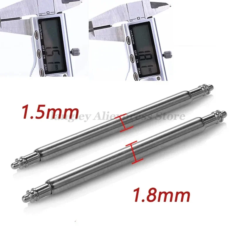 Watch Band Spring Pins 1.5mm 1.8mm 2.0mm Thickness Metal Spring Bars 16/18/20/22/24/26mm Strap Link Pins Watch Repair Tool 20PCS