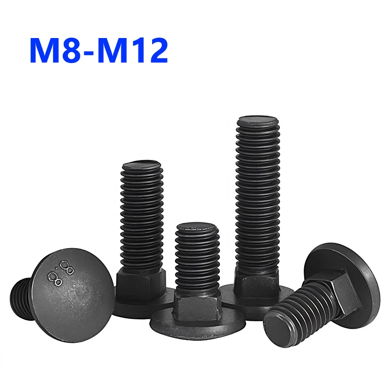 2~10Pcs Round Head Square Neck Coach Screws M8 M10 M12 Grade 8.8 Carbon Steel Carriage Bolts