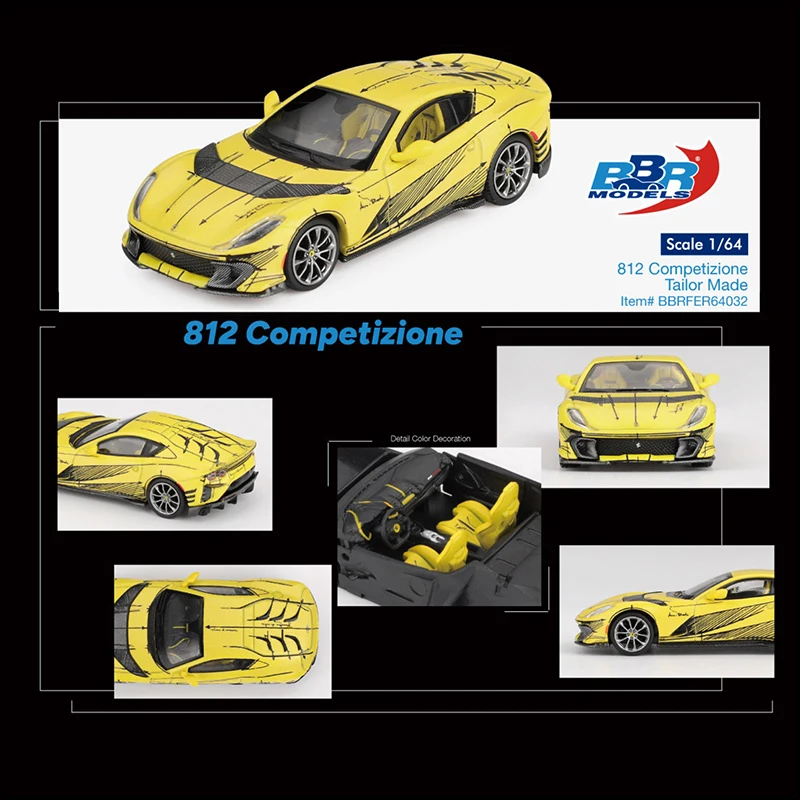 

Предпродажа BBR 1:64 Competizione Tailor Made Ferrari 812, литая под давлением диорама, коллекция моделей автомобилей, игрушка