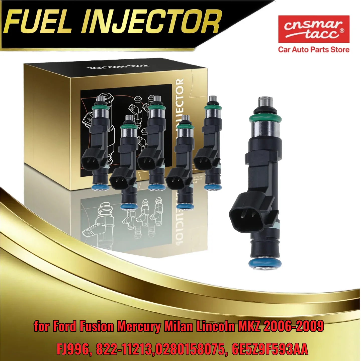 

for Ford Lincoln Mercury 3.0L V6 Fuel Injectors 6Pack 0280158075 FJ996 Fits Fusion Milan MKZ 2006-2009