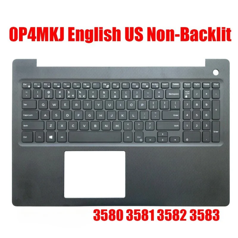 f  For Dell Inspiron 15 3000 3583 P4MKJ 0P4MKJ Black Palmrest Non-Backlit Keyboard