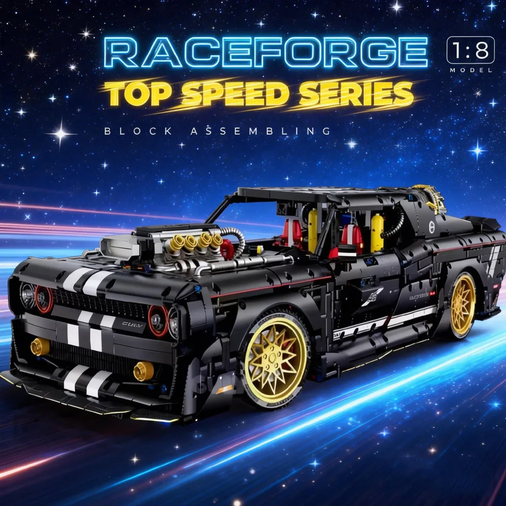 MOC Sports Car Building Blocks Bricks Assembling Supercar Model Challenger Toys for Boys Birthday Gift Set Desktop Toys