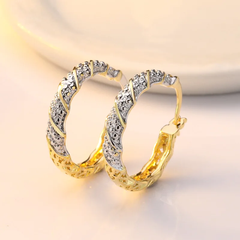 S925 Pure Silver Creative New 18K Gold Plated Two Tone Huggie Hoops Exaggerated Hollow Design Clip On Ear Rings Jewelry Gifts