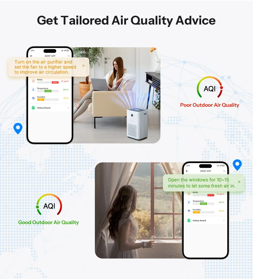 SONOFF SAWF-07P AirGuard PM2.5/PM10 Messgerät WLAN (Matter) – Feinstaubsensor Luftqualitätsmonitor Temperatur und Feuchtigkeit – Detail 10