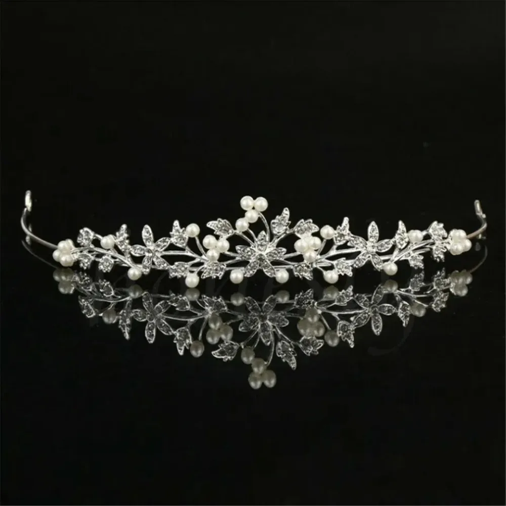 Bride Pearl Crown Headband Diamond Hair Accessories Alloy Rhinestone Princess Wedding Headband Bridal Headpieces Bride Crowns image 4