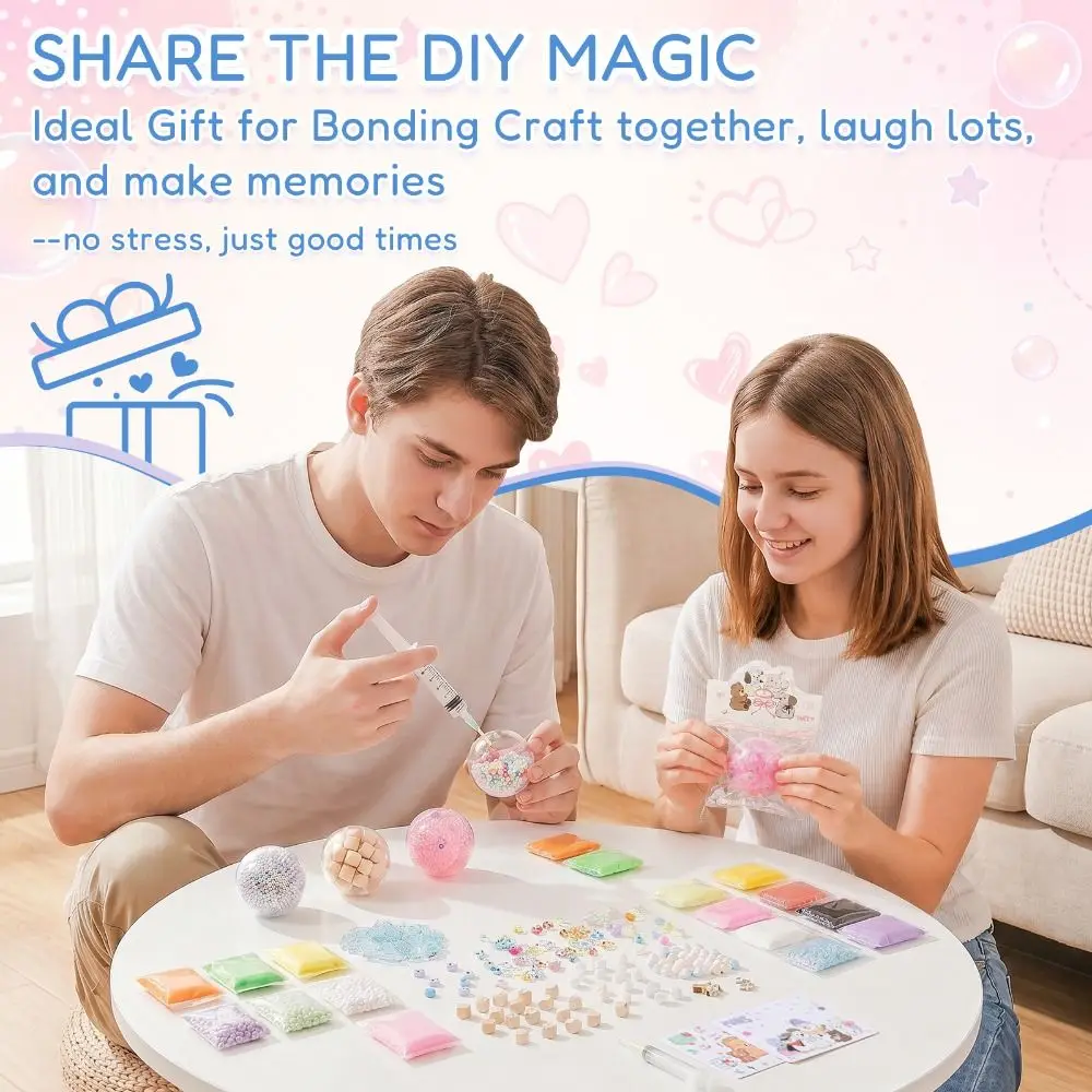 6cm Ball Skins DIY Stress Ball Making Kit Slime 5cm Ball Skins Squishy Ball Maker Kit Clay Gloves Stress Ball Kit For Teens