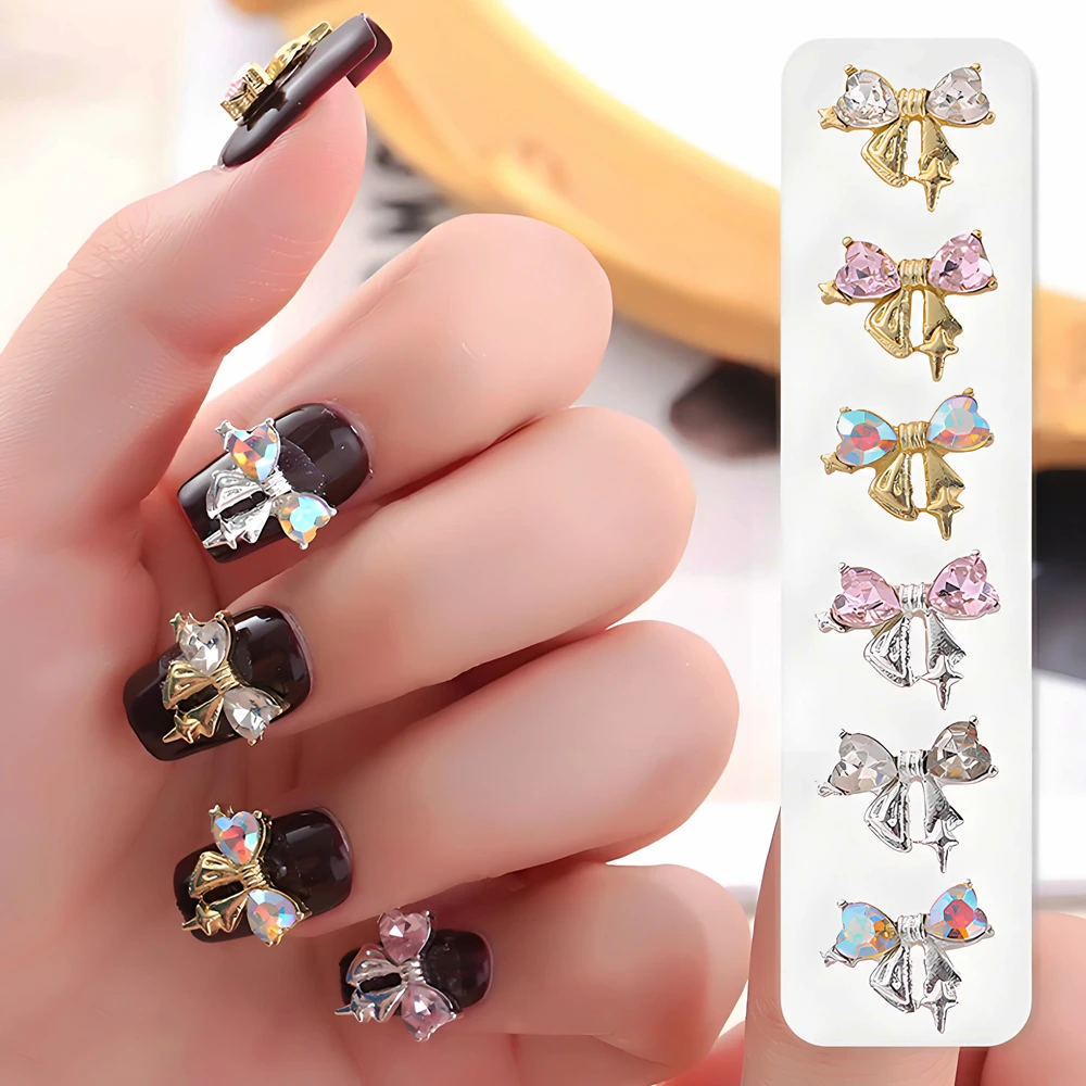 

10PCS 3D Luxury Alloy Starlight Bow Nail Art Charms Accessories Parts For Manicure Decor Nails Decoration Supplies Material Tool