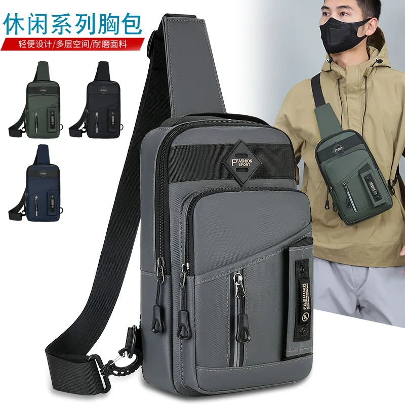 Casual chest bag men portable diagonal cross student simple men large capacity waterproof shoulder crossbody bag