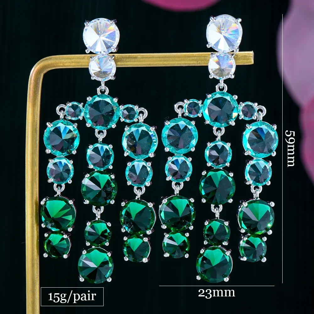 Kellybola الفاخرة العصرية الأزرق الأخضر قلادة أقراط للنساء الزفاف مكعب الزركون تشيكوسلوفاكيا حفلة خطوبة أقراط هندية للنساء #3