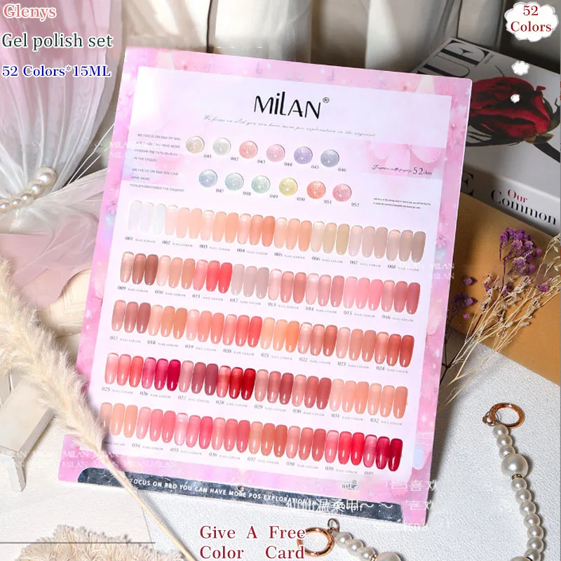 

Glenys 52 pieces * 15ml Cherry nail polish gel net red popular immersion gel simple advanced white nude pink varnish set