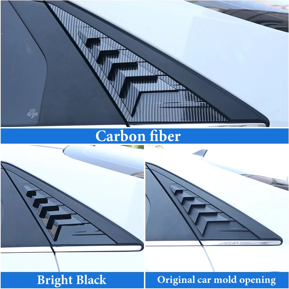 Left+Right For Hyundai Elantra 2021 2022 Car Rear Louver Window Side Shutter Cover Trim Sticker ABS Carbon Fiber Accessories