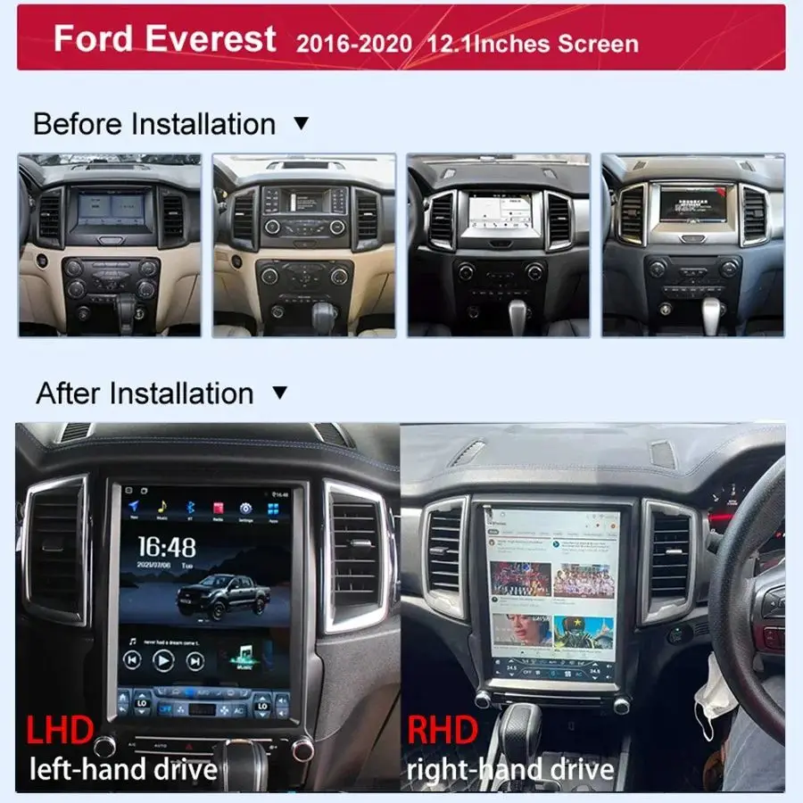 Perfect Fit For Ford Everest Ranger Raptor 2015-2022 Car Multimedia Player with Tesla Touch Screen Android Stereo Navigation