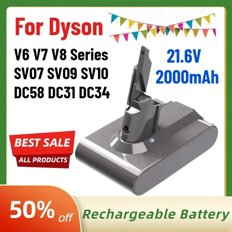 New 21.6V 2000mAh Battery for Dyson V6 V7 V8 Series SV07 SV09 SV10 DC58 DC31 DC34 Absolute Fluffy Animal Pro Bateria