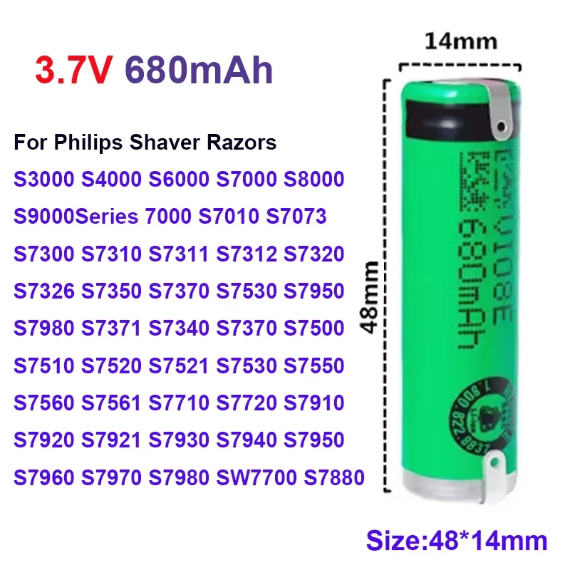 Battery For Philips Shaver Razors Series 7000 S7010 S7073 S7300 S7310 S7311 S7312 S7320 S7326 S7350 S7370 S7530 S7950 S7980