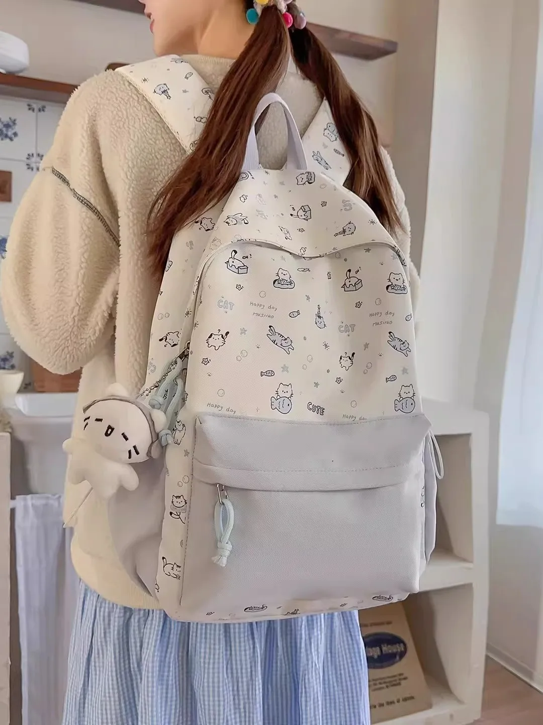 ehozv-linda-mochila-escolar-con-estampado-de-gato-minimalista-de-dibujos-animados-de-alta-estetica-ligera-y-duradera-para