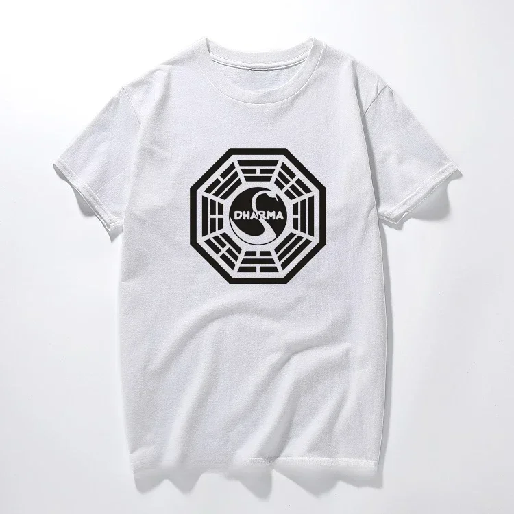 Tops Tees  Masculinas American TV Play Series LOST Dharma Initiative T-Shirt DY Summer Funny Fitness Short Sleeve Fans T Shirts