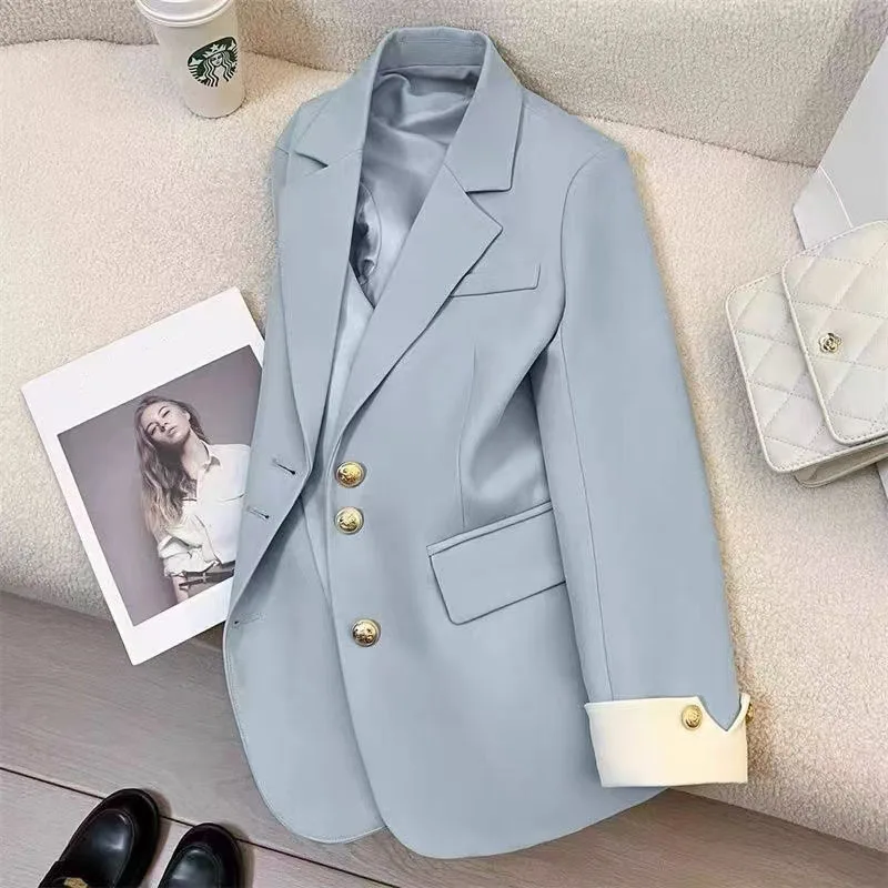 Blazer da donna da ufficio a maniche lunghe da donna Autunno Inverno Solido Casual monopetto Chic Blazer con intaglio Giacche da donna