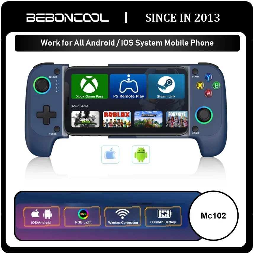 

BEBONCOOL MC103 для Android/iOS/Cloud Gaming Xbox Game RGB Беспроводной мобильный телефон с эффектом Холла Геймпад Соединение Bluetooth