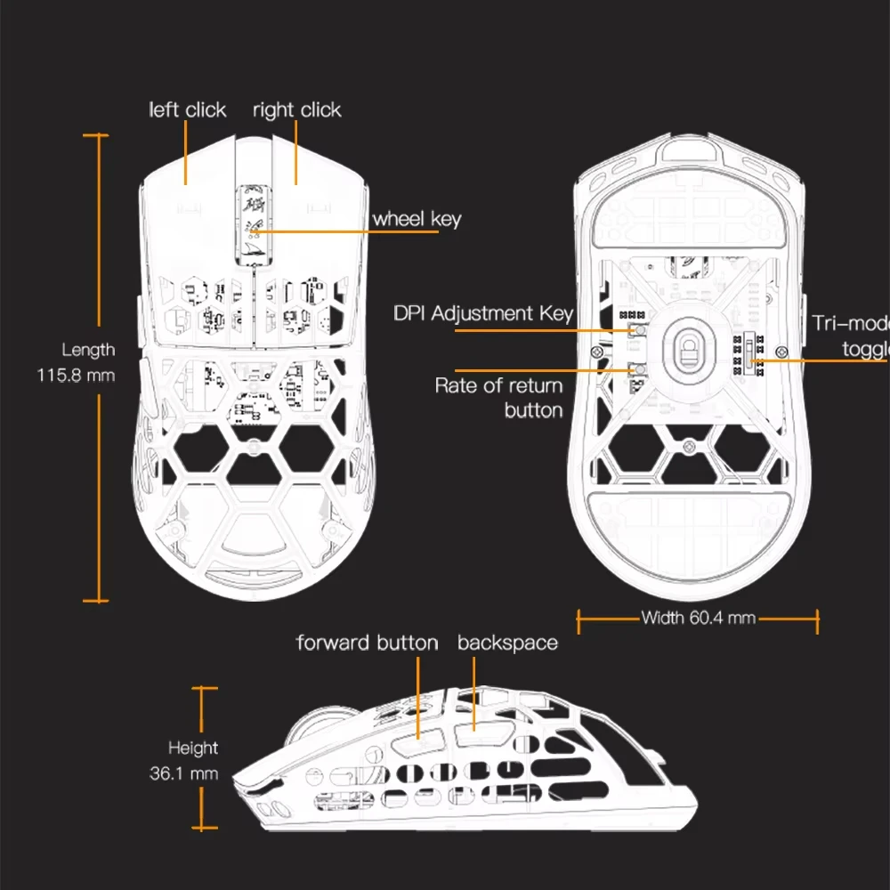Darmoshark M2 PRO Mouse wireless Lega di magnesio 8k Tri Mode PAW3950 PC Gaming E-sport 40g Mouse leggero Batteria a lunga durata