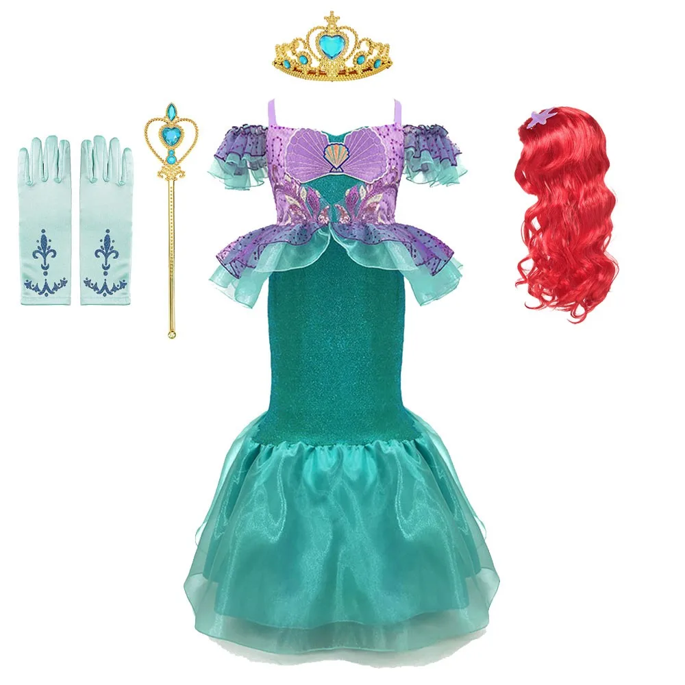 

Girl Princess Little Mermaid Ariel Dress Kids Cosplay Fancy Costumes Children Carnival Birthday Party Clothes Summer Dresses Up