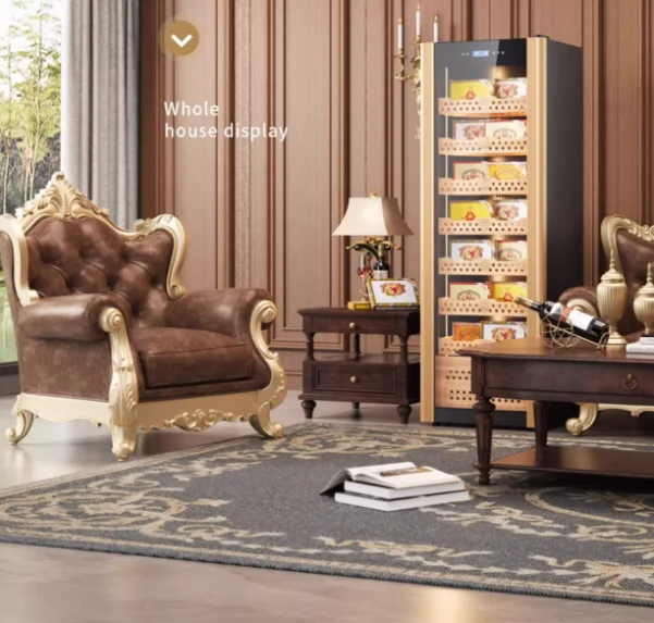 Air-Cooled Compressor Constant Temperature Humidity Cedar Wood Cigar Cabinet for Moisturizing Premium Tobacco Storage