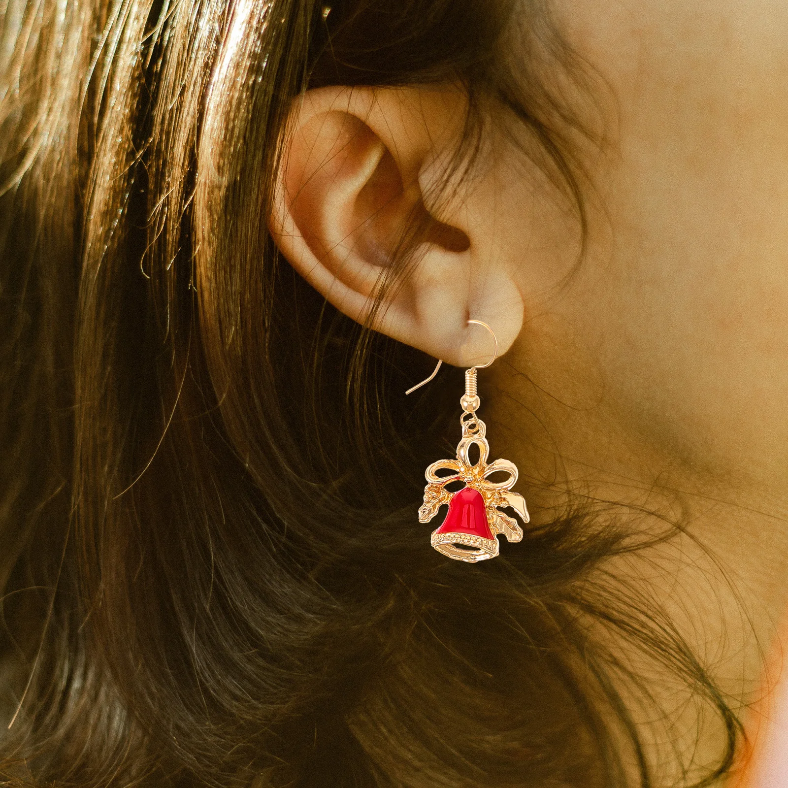 

3Pairs Xmas Tree Earrings Xmas Bell Hat Drop Dangle Earrings Women Christmas Party Accessories Women Dangle Earrings,