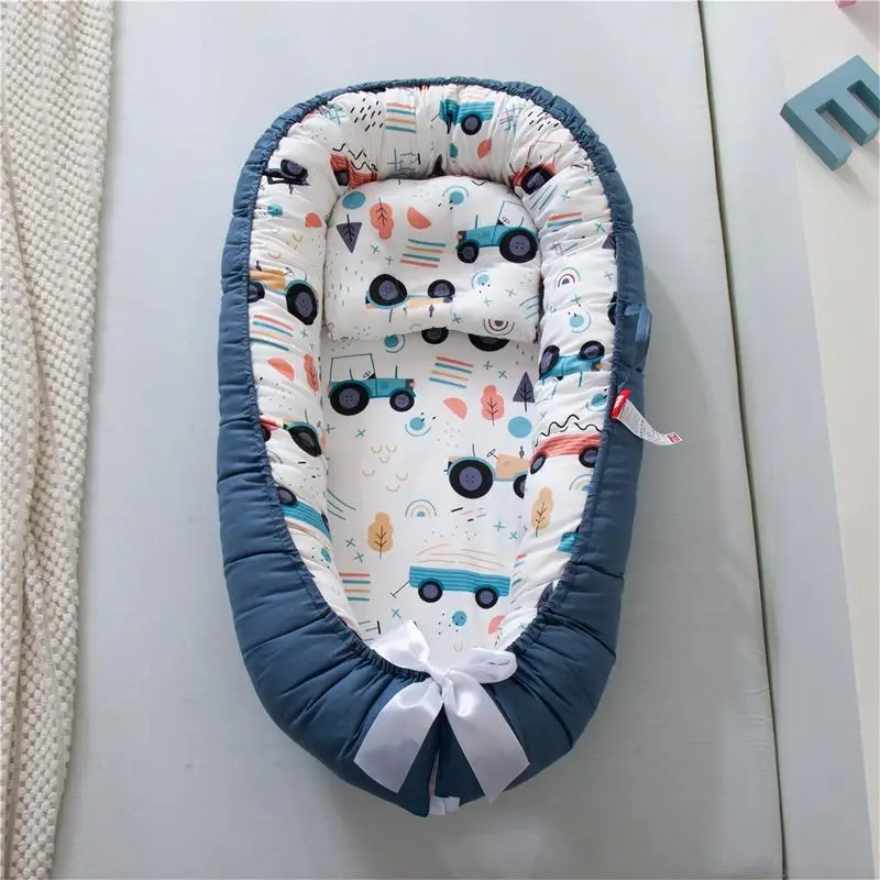 Baby Nest Bed With Pillow Portable Baby Lounger Adjustable Newborn Lounger Travel Crib Soft Breathable For Newborn Bed Bumper