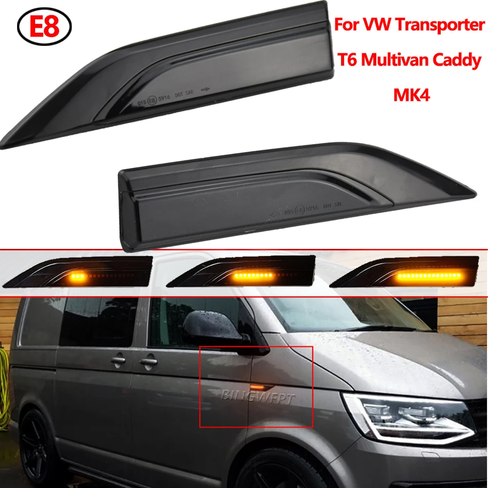 

2PCS Dynamic Blinker Indicator Side Marker Turn Signal Light for VW Transporter T5 T6 Multivan MK4 LED Sequential Lamp