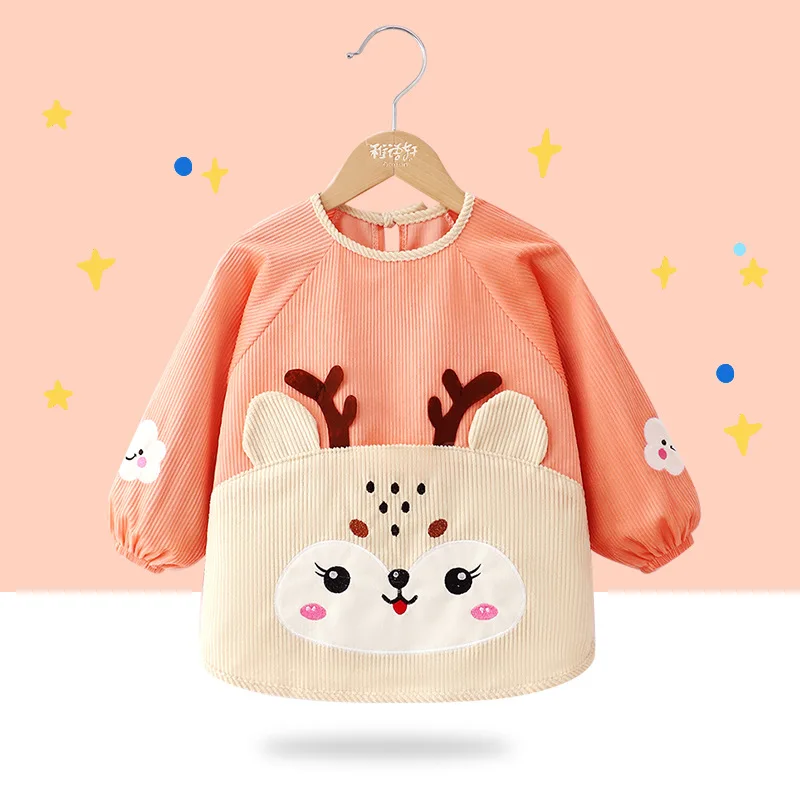 Cute Waterproof Long Sleeve Bib, Practical Art Smock & Feeding Apron, Essential Daily Gear for Toddlers