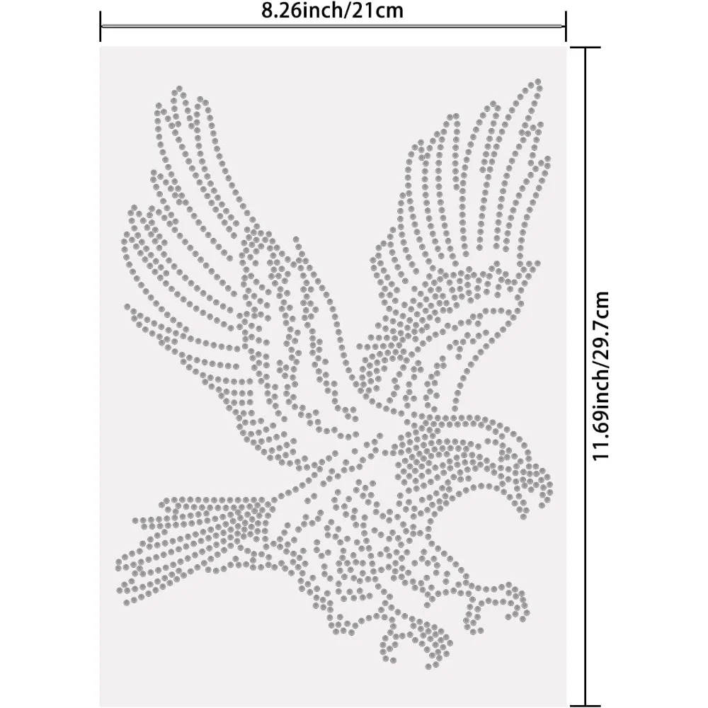 Eagle Iron on Rhinestones Heat Transfer Decal Party Kids’ T-Shirt Crystal Heat Transfer Hot Fix Stickers Bling Crystal Iron