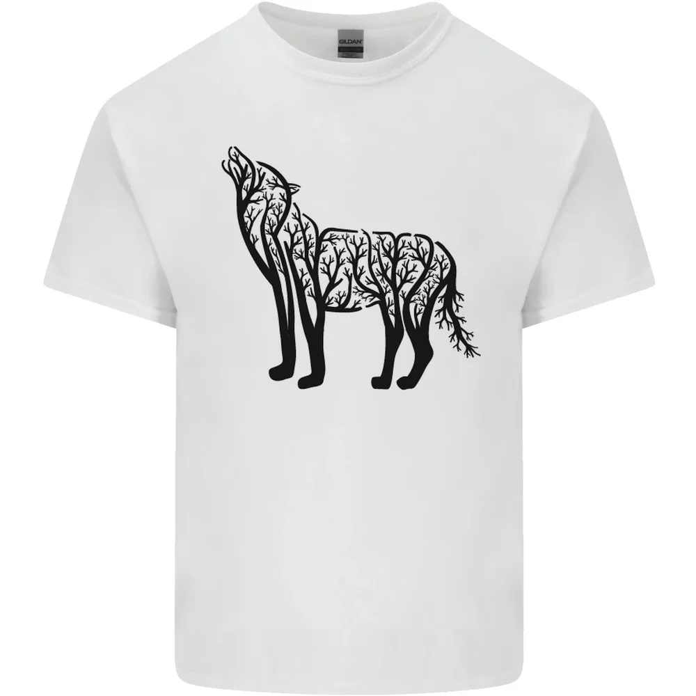 Wolf Tree Animal Ecology Mens T-shirt High Quality 100%Cotton Short Sleeve