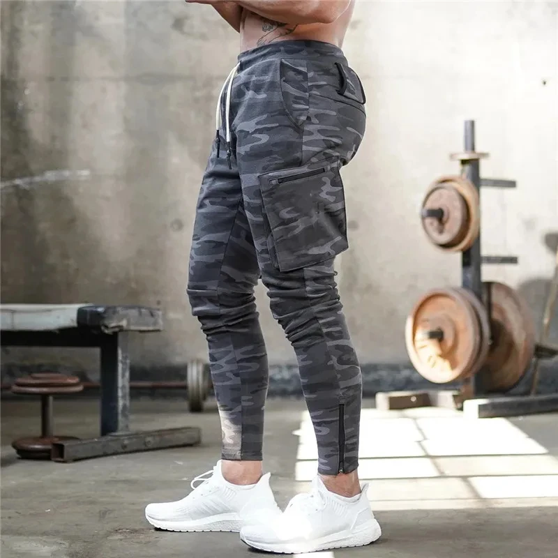 Sweatpants Men's Gym Fitness New Pants Men's Running Jogging Training Tight Sports Cargo Pants Pocket Decoration