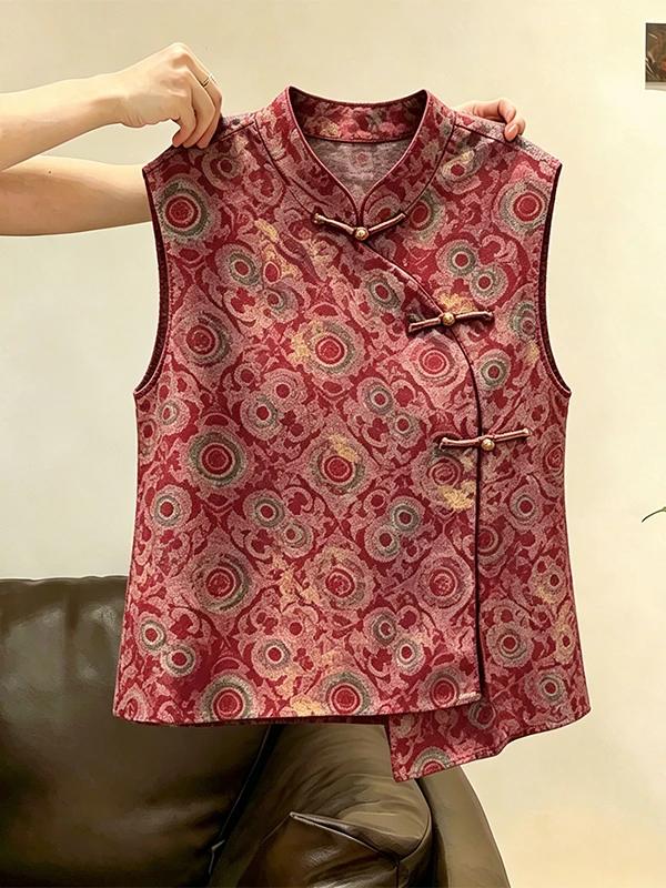 Large Size Summer New Style Chinese Retro Buttonless Sleeveless Vest Women's Unique Super Beautiful Commute Style Top