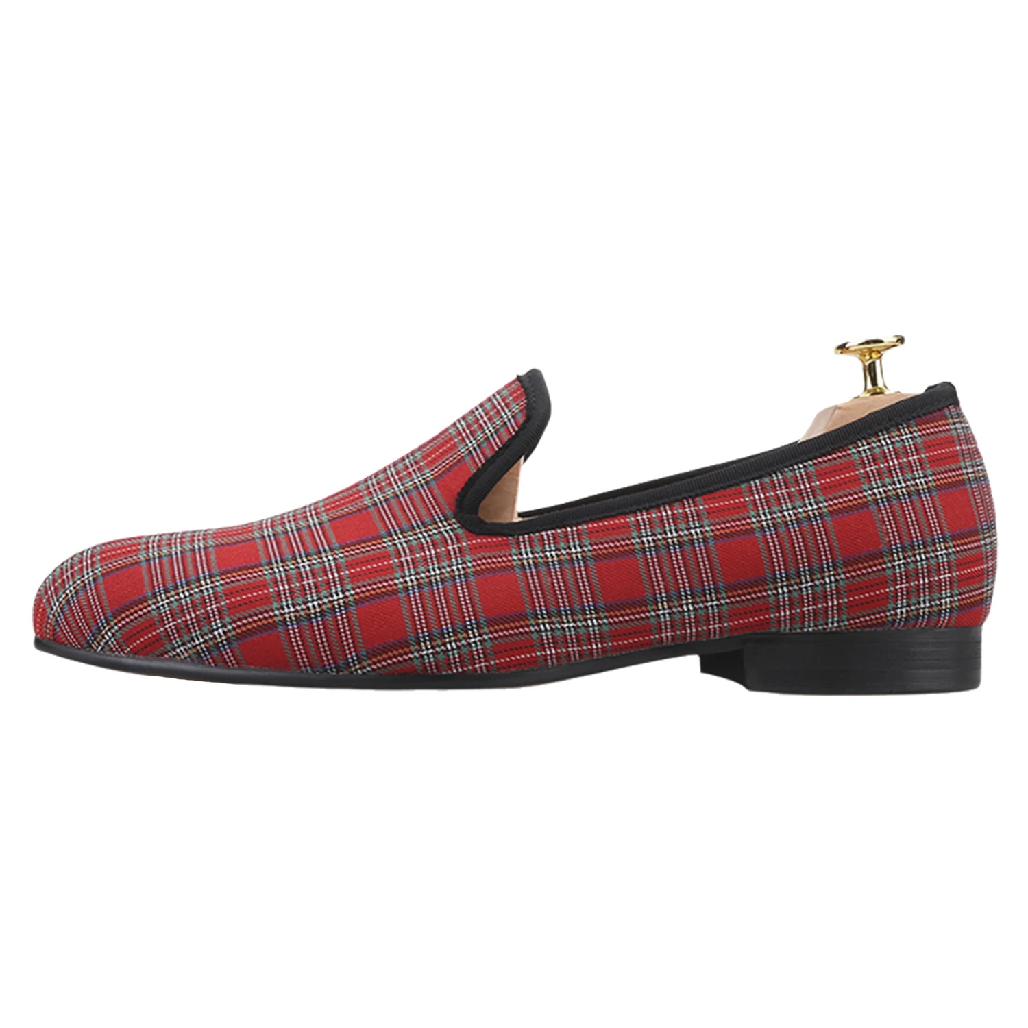 Piergitar Summer Style Scottish Plaid Classic Model Red And Blue Handmade Men's Loafers For Party/Banquet Wear Leather Insole