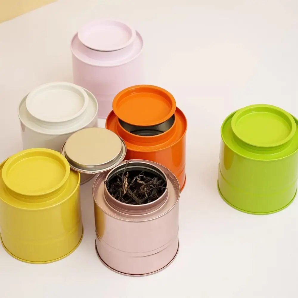 مع غطاء حاوية محكمة الغلق من القصدير للشاي، مادة صفيح، جرة شاي، بناء معدني عتيق، حاوية حبوب القهوة #5