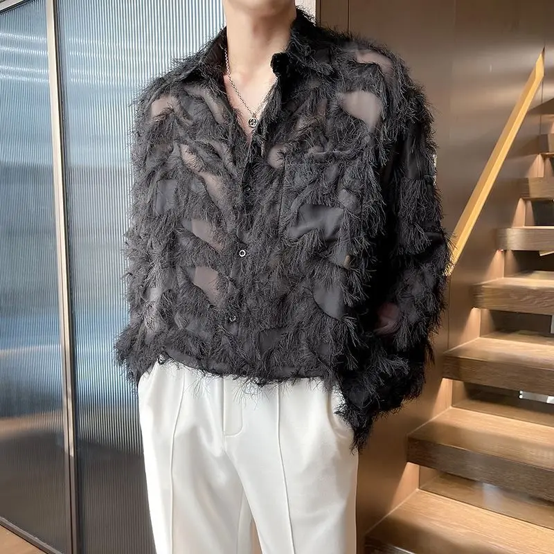 2026 Men's Solid Color Long Sleeve Shirt Spring Autumn Fashion Design Casual Premium Trendy Tops