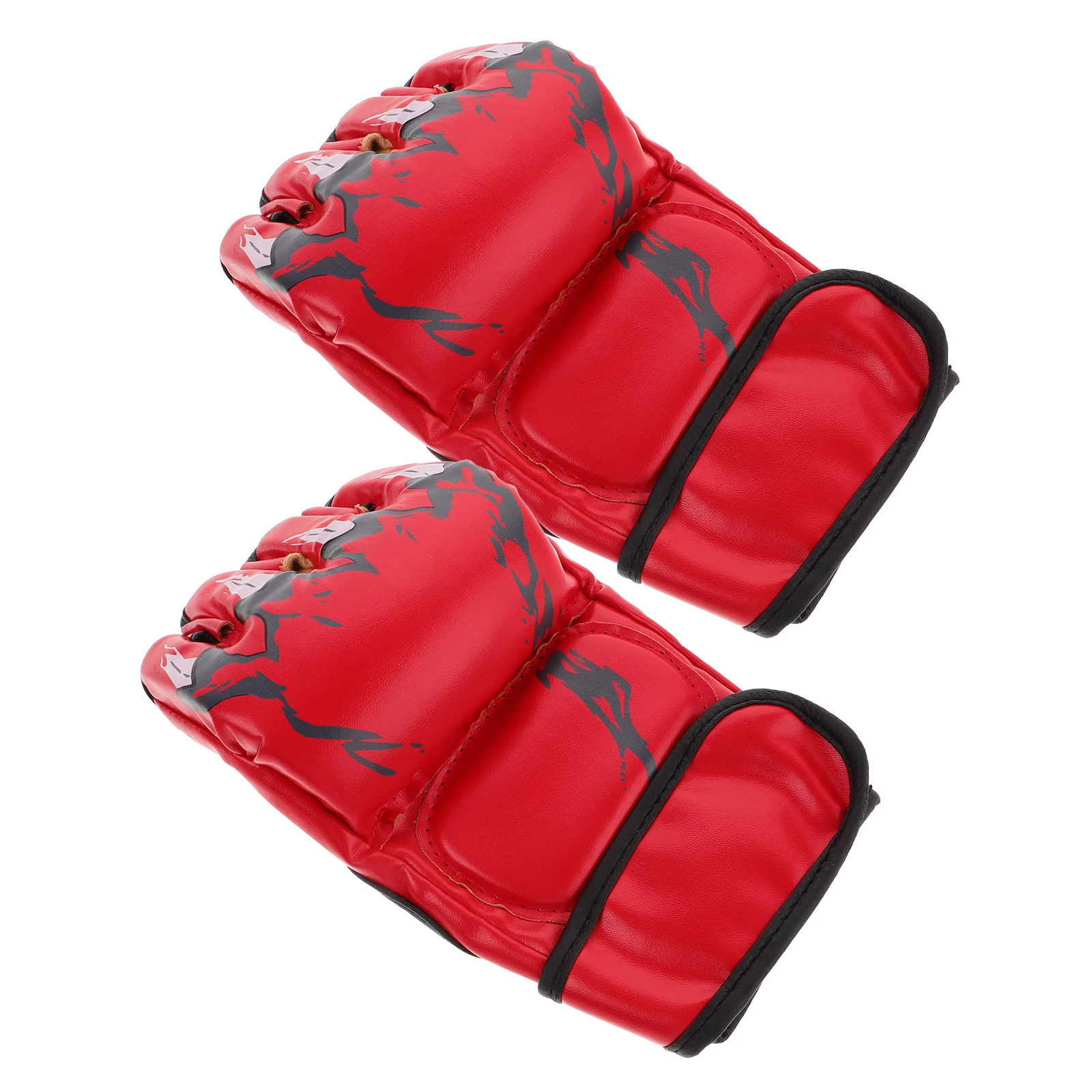 1 زوج قفازات الملاكمة الحمراء الأنيقة الكبار المتكاملة صب تصميم الرمل Mma التدريب نصف اصبع قفازات ملاكمة