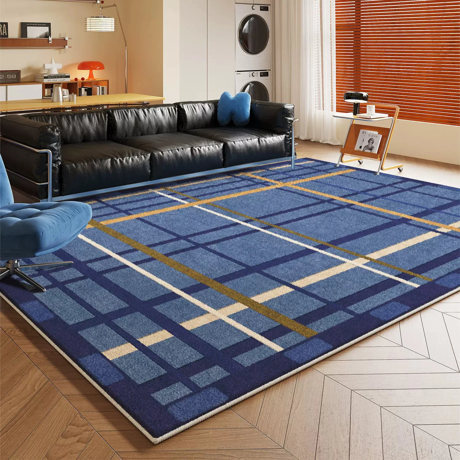 Blue Geometric Pattern Rug Living Room Decorate Soft Carpet Washable Bedroom Bedside Floor Mat Cloakroom Study Rugs Tapete Sala