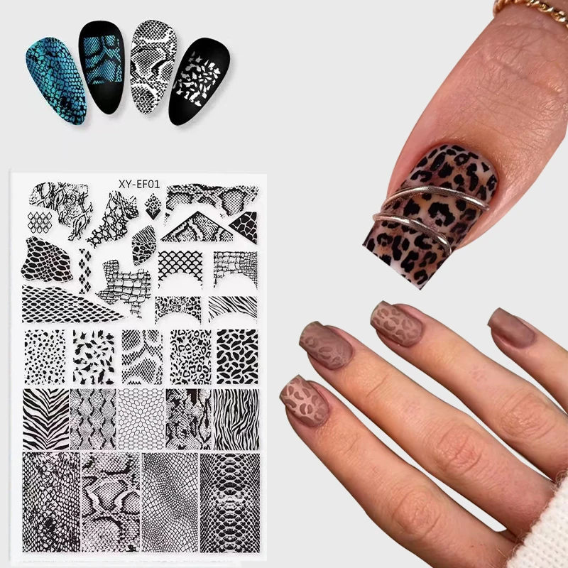 1pcs New Animal Image Leopard Nail Stamping Spider Web Leopard Zebra Printing Plates Nails Art Stencil Stamp Tools