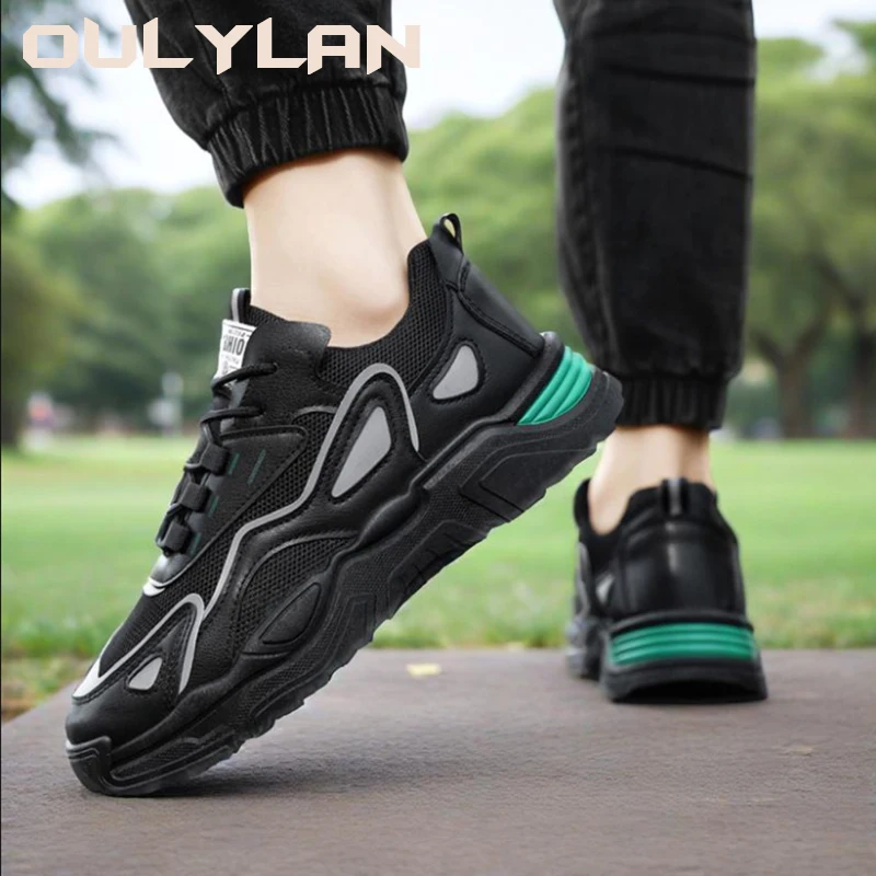 

Oulylan New Men's Casual Sports Shoes Mesh Breathable Shoes Thick Bottom Comfortable Sneaker