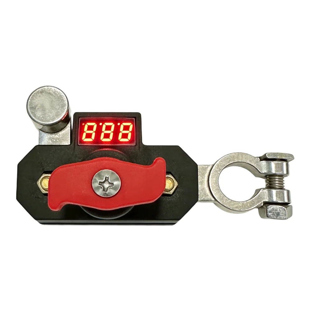 High-Conductivity Copper Car Battery Disconnect Switch with LED Voltage Display for 12V 24V Vehicles Rotating Joint Structure