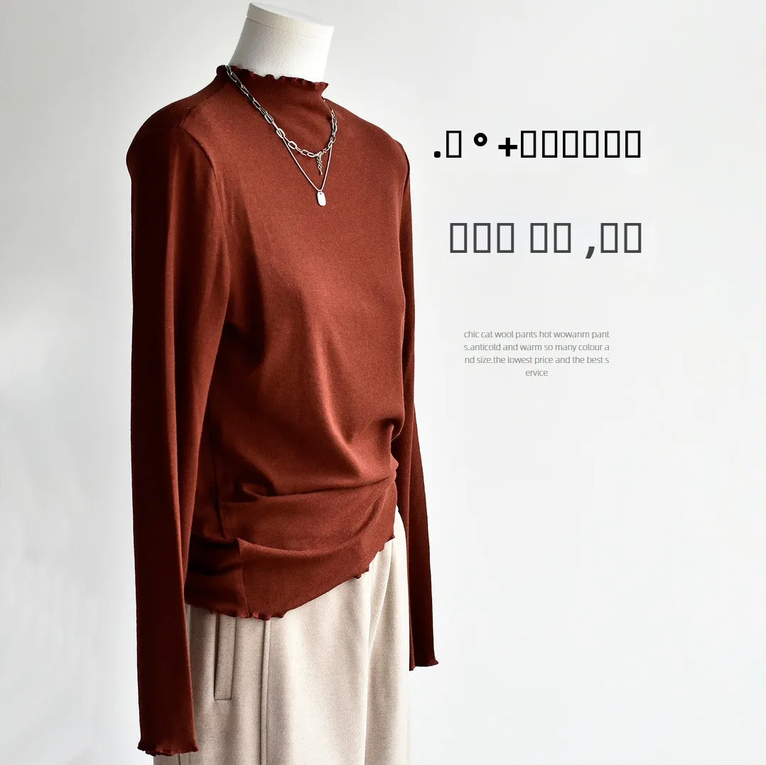 

Soft Warm Mid-High Collar Loose Fitting Base Layer irt Inner Wear for Autumn Winter Women's Faion Beautiful Ele Sle