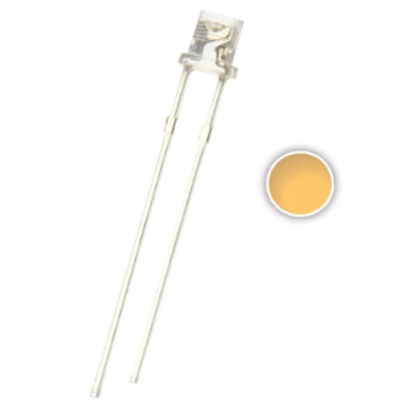 

100pcs 3mm Warm White Led Flat Top 3000k Water Clear F3 Dip 20ma 3v Lamp Light Beads Long Legs